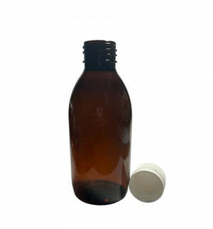 Patika Pack PET flakon, barna + fehér kupak P - 125 ml, Ø28-as száj, 100x product image 1