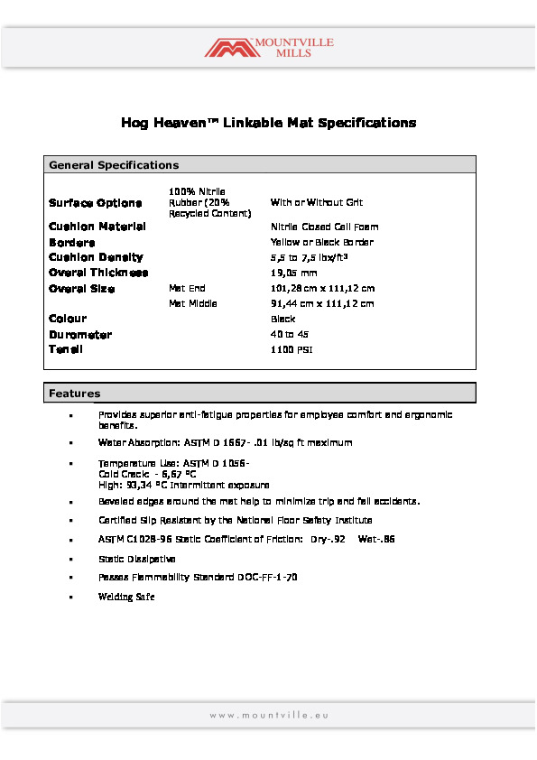 Hog Heaven Linkable Mat, Specifications.pdf