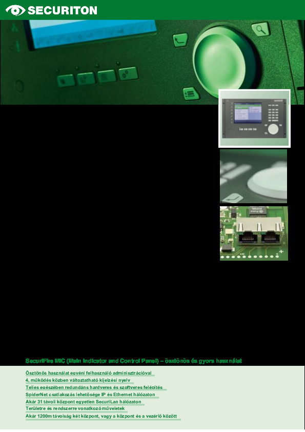 SecuriFire rendszer kezelőegység (MIC711) (magyar)