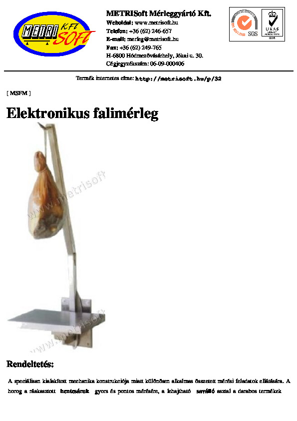 Falimérleg adatlapja