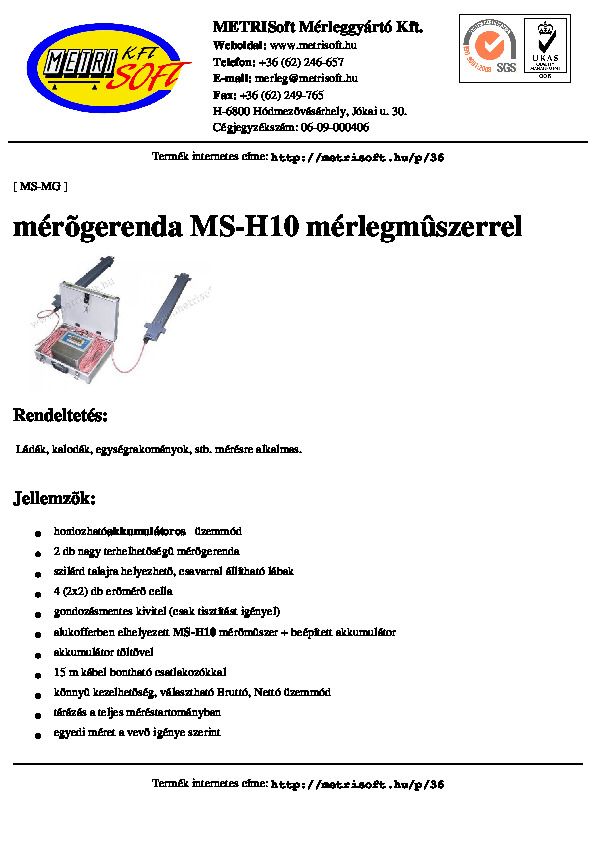 Mérőgerenda adatlapja