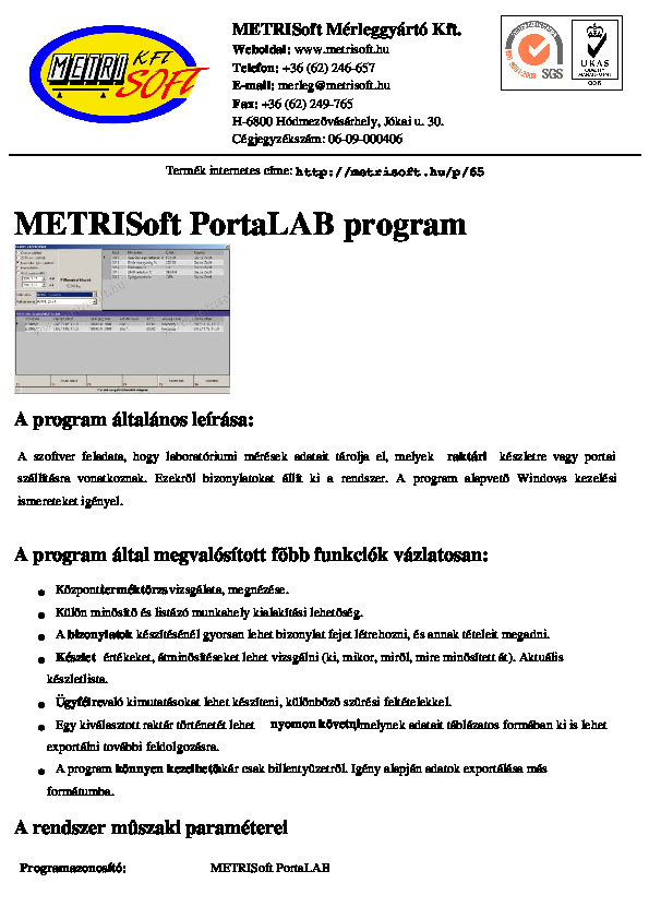 Metrisot labor adatgyűjtő szoftver
