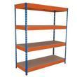  Rapid 3 fém polcállvány, 200 x 180 x 90 cm, 375 kg/polc, 4 db farostlemez (HDF) polc, kék/narancssárga product image