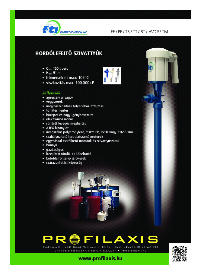 FTI hordószivattyúk színes ismertető