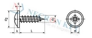 Necron NCN 14072 - Domborúfejű kereszthornyú peremes lemezcsavar product image 1