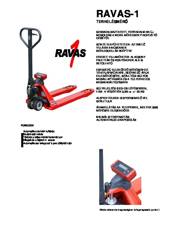 RAVAS 1 békamérleg adatlap