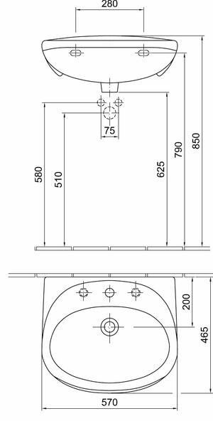 ALFÖLDI BÁZIS mosdó 56cm fehér product image 2