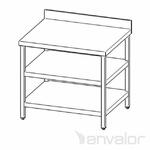 Anvalor ROZSDAMENTES MUNKAASZTAL, hátsó felhajtással, alsó és köztes polccal, 70x70x85 cm product image